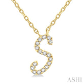 1/20 ctw Initial 'S' Round cut Diamond Pendant With Chain in 10K Yellow Gold